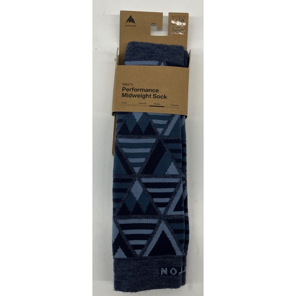 Burton Men's Performance Midweight Socks Dark Slate Heather Blue Size Large NWT